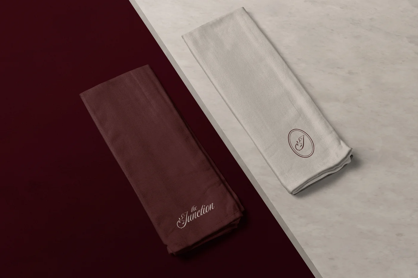 Two folded cloths with logos — The Junction Stouffville case study