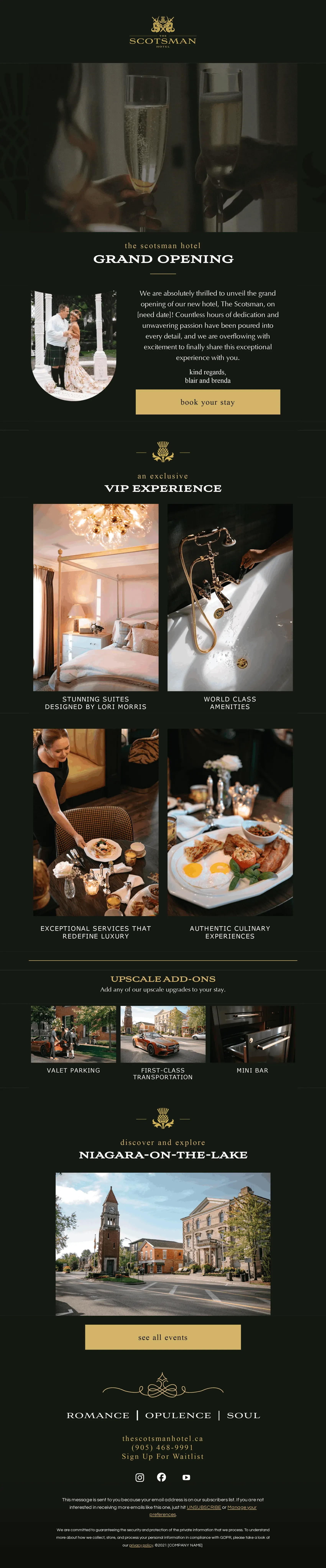 tsh Welcome Email — Scotsman Hotel case study