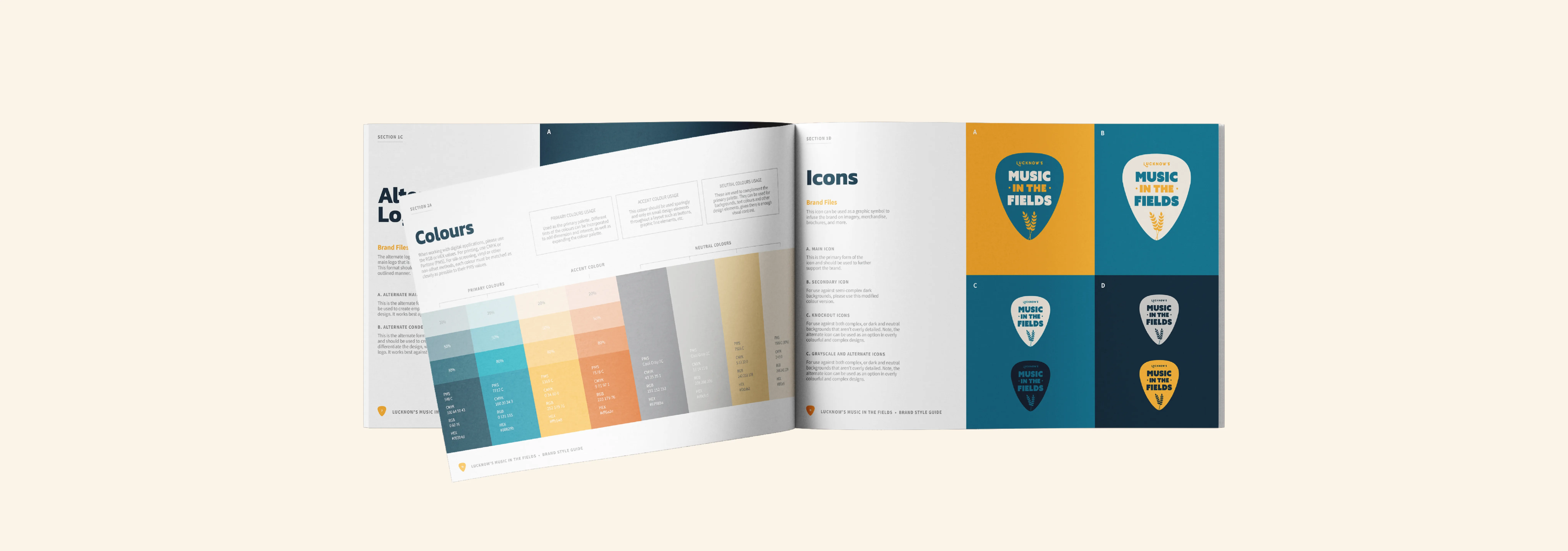 lmitf brand book mockup — Lucknow Music In The Fields case study